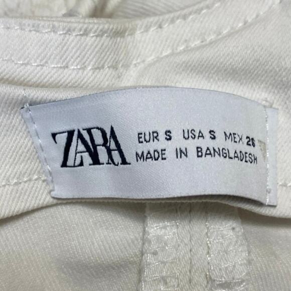 Zara White Denim Sleeveless Zip Crop Bandeau Bustier Corset Vest Tank Top Size S - Picture 3 of 4